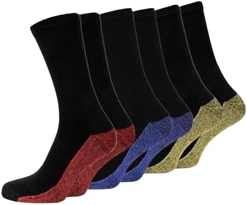 Molten Creek® Men's Industrial Crew Boot Work Socks, Arch Support, Full Cushioned Socks, Moisture Wicking, Breathable, Amazing for Outdoor Activities, 6 Pairs, 6-11 Size