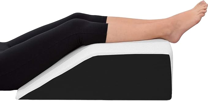 Molten Creek® Leg Elevation Pillow, Leg Rest Wedge Pillow, Memory Foam with Quilted Washable Cover, For Post Surgery Bed Rest, Swelling Relief, Blood Circulation (Black) Molten Creek