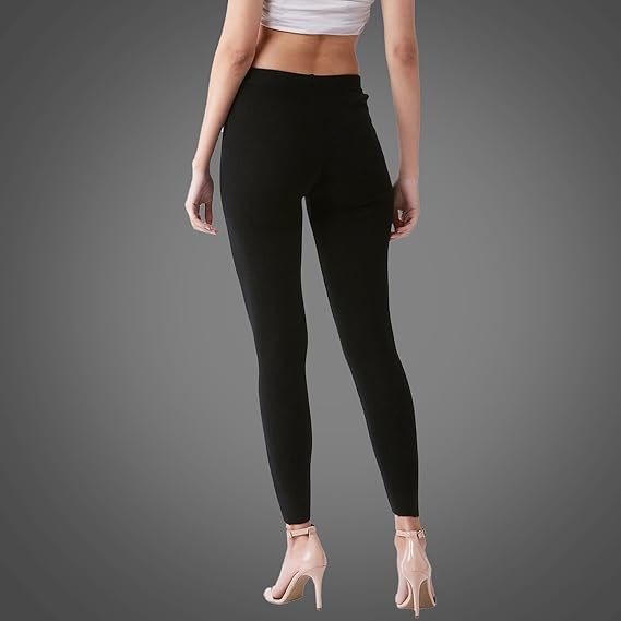Molten Creek® Women Bamboo Fur Leggings, High Waisted, Stretchable Leggings, Fur Inside for Extra Warmth, Tummy Control Yoga Pants, Fleece Legging, Black Molten Creek