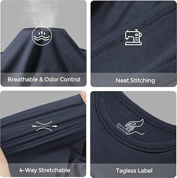 Molten Creek® Men's Thermal Long and Short Sleeve Top, Stay Dry and Comfortable, Snug and Slimming Fit, Pack of 2 Molten Creek