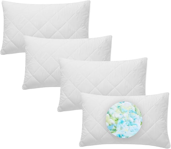 Molten Creek® Quilted Bed Pillows, Shredded Foam Filling, Soft And Breathable Fabric, Modern Design, Instant Rebound, Long-Lasting Durability, Machine Washable Molten Creek