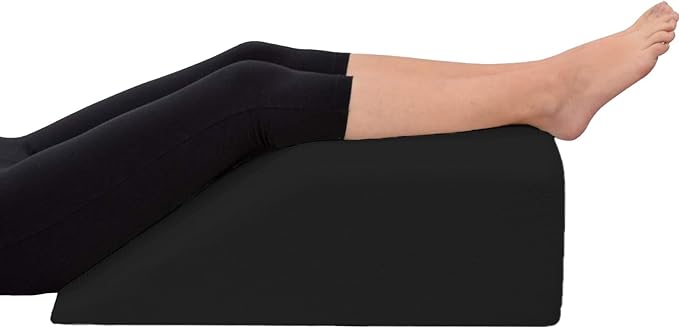 Molten Creek® Leg Elevation Pillow, Leg Rest Wedge Pillow, Memory Foam with Quilted Washable Cover, For Post Surgery Bed Rest, Swelling Relief, Blood Circulation (Black) Molten Creek