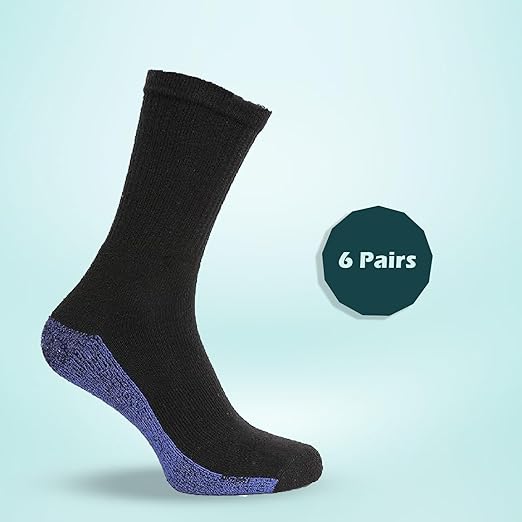 Molten Creek® Men's Industrial Crew Boot Work Socks, Arch Support, Full Cushioned Socks, Moisture Wicking, Breathable, Amazing for Outdoor Activities, 6 Pairs, 6-11 Size
