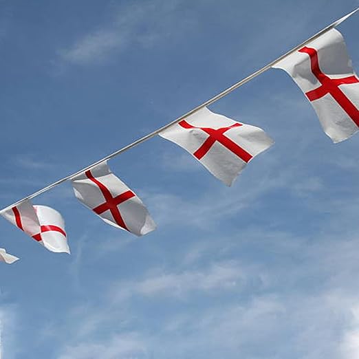 Molten Creek® England St Geroge's Cross Bunting Flag, Double Sided, Foldable, For World Cup, Football Championship, Street Parties, Decoration, 10m with 20 Flags