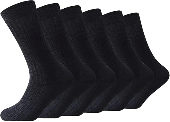Molten Creek® 6 Pairs Men's Ribbed Diabetics Socks, 100% Pure Cotton, Non-Elastic, Soft Grip, Comfortable & Breathable, 6-11, 11-14 Bigfoot
