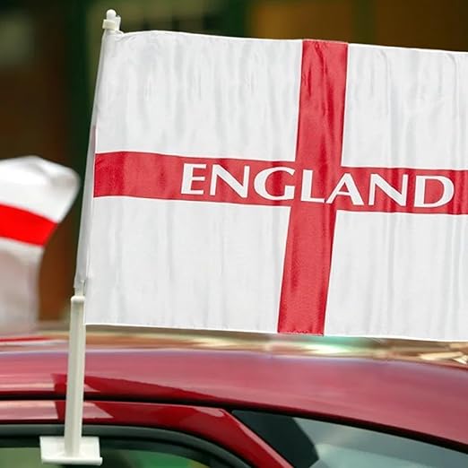 Molten Creek® England St Geroge's Cross Car Flag, Double Sided, Polyester, Lightweight & Foldable, Fan Support Flag for Parade, Sporting Events, Vehicles, Set of 2