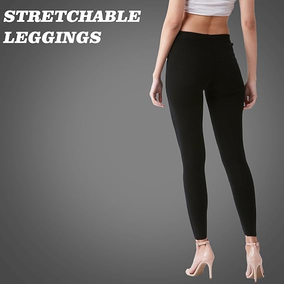 Molten Creek® Women Bamboo Fur Leggings, High Waisted, Stretchable Leggings, Fur Inside for Extra Warmth, Tummy Control Yoga Pants, Fleece Legging, Black Molten Creek