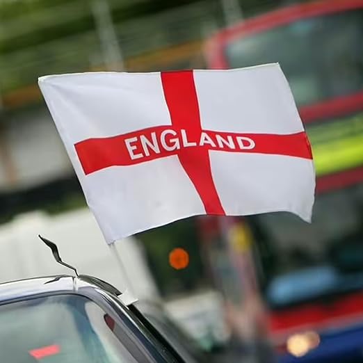 Molten Creek® England St Geroge's Cross Car Flag, Double Sided, Polyester, Lightweight & Foldable, Fan Support Flag for Parade, Sporting Events, Vehicles, Set of 2