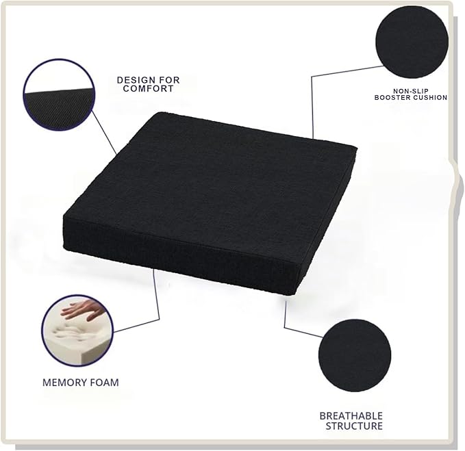 Molten Creek® Armchair Memory Foam Cushion Seat, Solid Removable Cover, Soft & Comfortable Chair Seat Pad, Non-Slip Cushion for Car, Office, Sofa, Garden, Black Molten Creek