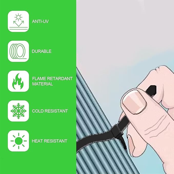 Molten Creek® Cable Ties, Thicker, Wider & Durable, Strong Cable Ties, Large Nylon Plastic Zip Ties, Indoor Cable Management and Outdoor Use, Black, 250mm x 4mm