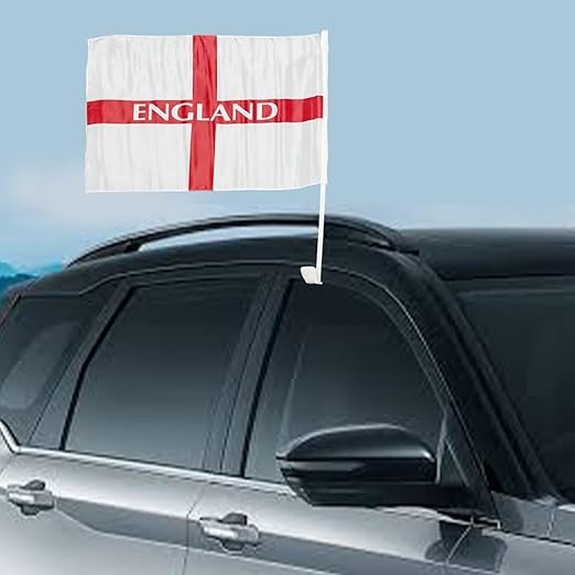 Molten Creek® England St Geroge's Cross Car Flag, Double Sided, Polyester, Lightweight & Foldable, Fan Support Flag for Parade, Sporting Events, Vehicles, Set of 2