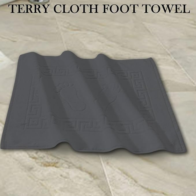 Molten Creek® Bath Mats, Classic Greek Key Design, Terry Cloth Foot Towel, Quicky Dry, Soft and Absorbent, 750 GSM, Easy to Wash, Lightweight, 100% Cotton, 50x70 cm