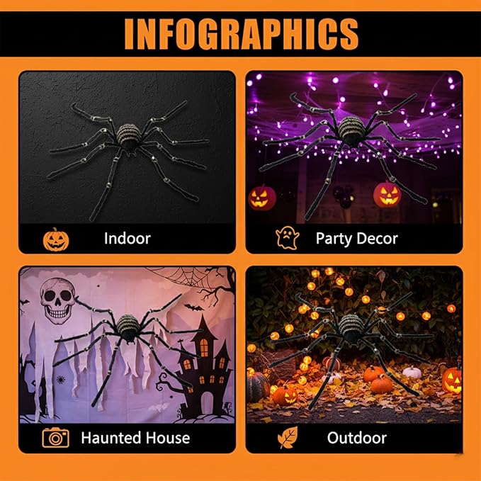 Molten Creek® Halloween Decorations Spider, Realistic Design, Durable & Flexible Material, Versatile Horror Night Party Accessory, Lightweight & Easy To Use Molten Creek