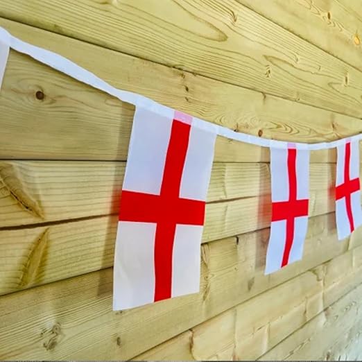 Molten Creek® England St Geroge's Cross Bunting Flag, Double Sided, Foldable, For World Cup, Football Championship, Street Parties, Decoration, 10m with 20 Flags
