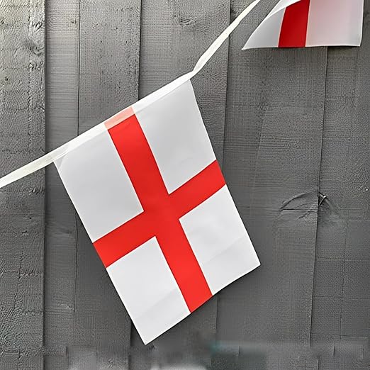 Molten Creek® England St Geroge's Cross Bunting Flag, Double Sided, Foldable, For World Cup, Football Championship, Street Parties, Decoration, 10m with 20 Flags