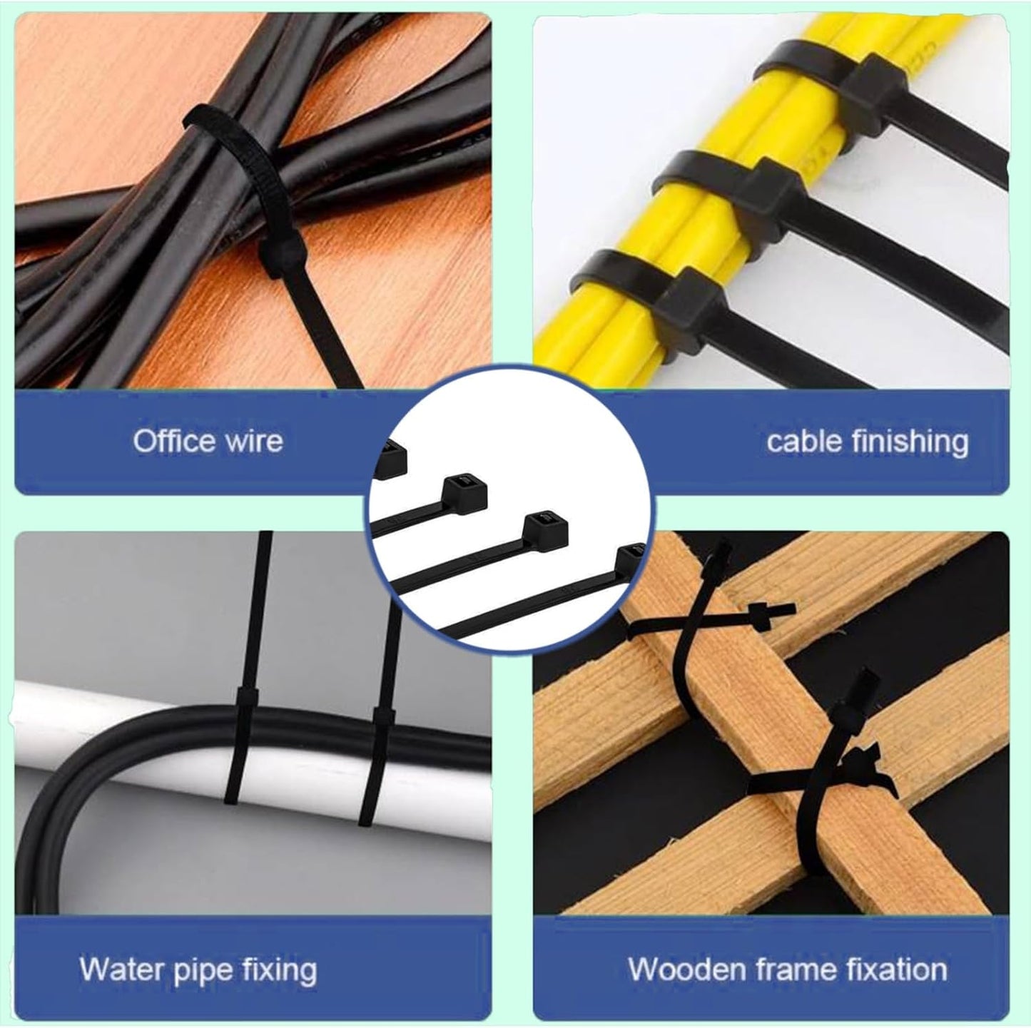 Molten Creek® Cable Ties, Thicker, Wider & Durable, Strong Cable Ties, Large Nylon Plastic Zip Ties, Indoor Cable Management and Outdoor Use, Black, 250mm x 4mm