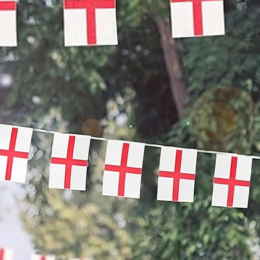 Molten Creek® England St Geroge's Cross Bunting Flag, Double Sided, Foldable, For World Cup, Football Championship, Street Parties, Decoration, 10m with 20 Flags