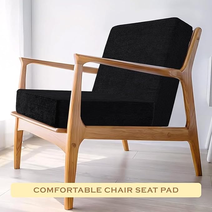 Molten Creek® Armchair Memory Foam Cushion Seat, Solid Removable Cover, Soft & Comfortable Chair Seat Pad, Non-Slip Cushion for Car, Office, Sofa, Garden, Black Molten Creek
