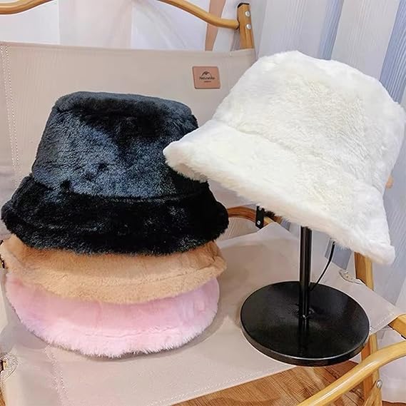 Molten Creek® Fluffy Fur Round Winter Bucket Hat, Cozy Warm and Style, Easy-to-Care-for Polyester, Eye-Catching Patterns, Essential Winter Accessory, One-Size,