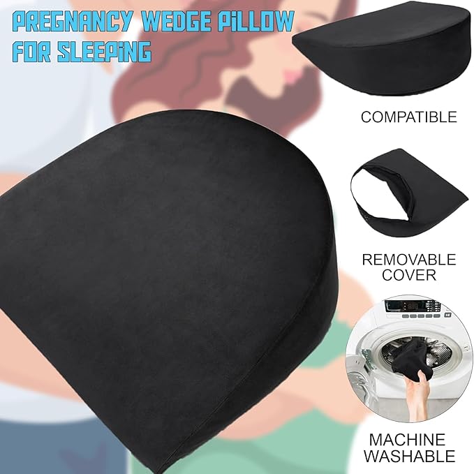Molten Creek® Pregnancy Wedge Pillow for Maternity, Memory Foam Maternity Pillow Support for Body, Belly, Back, Knees, Side Sleeping, Removable Cover, Lightweight Molten Creek