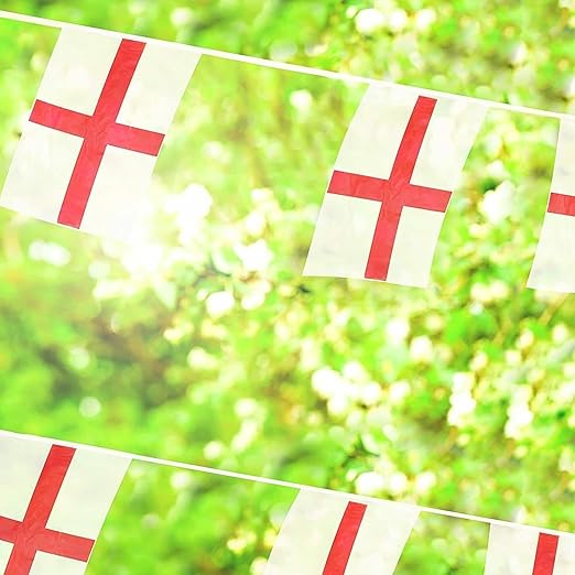 Molten Creek® England St Geroge's Cross Bunting Flag, Double Sided, Foldable, For World Cup, Football Championship, Street Parties, Decoration, 10m with 20 Flags