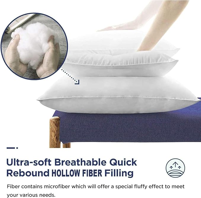 Extra Fill Plump Hollowfibre Inner Fillers, Anti-Allergy Sofa Cushion inserts Scatters, White Molten Creek