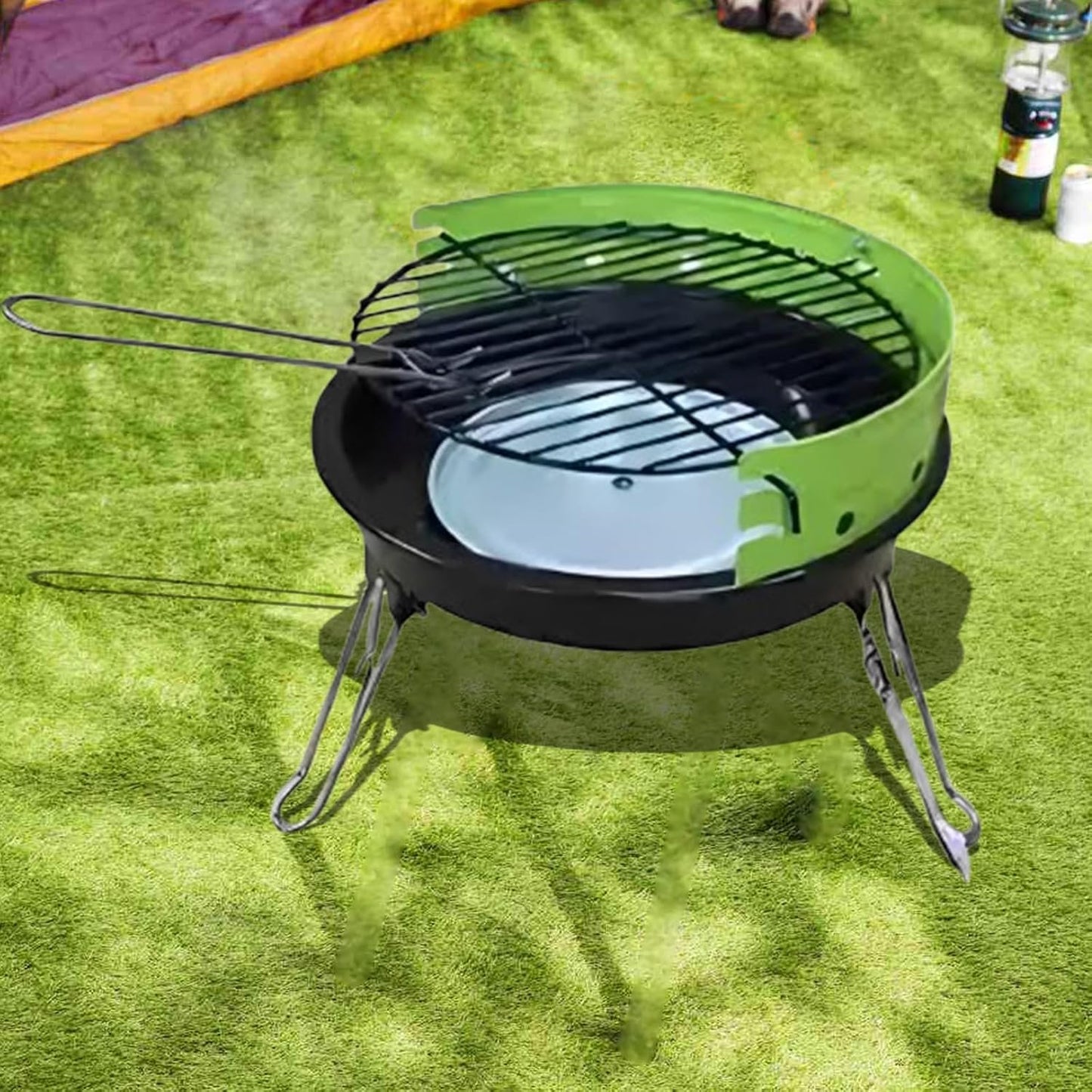 Molten Creek® Barbecue Grill BBQ Portable Charcoal Cooking Grill, Efficient Heat Distribution, Compact and Lightweight BBQ, Outdoor Round Patio UK, 33cm