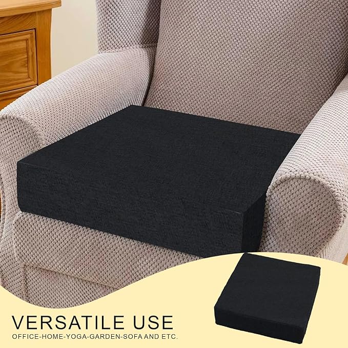 Molten Creek® Armchair Memory Foam Cushion Seat, Solid Removable Cover, Soft & Comfortable Chair Seat Pad, Non-Slip Cushion for Car, Office, Sofa, Garden, Black Molten Creek