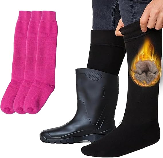 Molten Creek® Men & Women Thermal Welly Socks, Wellington Boot Socks Adult, Breathable & Comfortable, Soft Touch, Winter Long Calf Socks, 3 Pairs