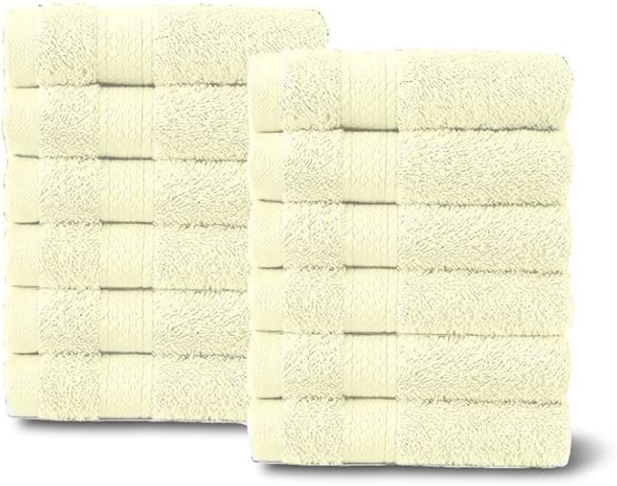 Molten Creek® Face Cloths Towels Set, 100% Egyptian Cotton, Highly Absorbent, Quick Dry, Super Soft & Fluffy, Easy to Care, Lightweight, 30 x 30cm, Pack of 12