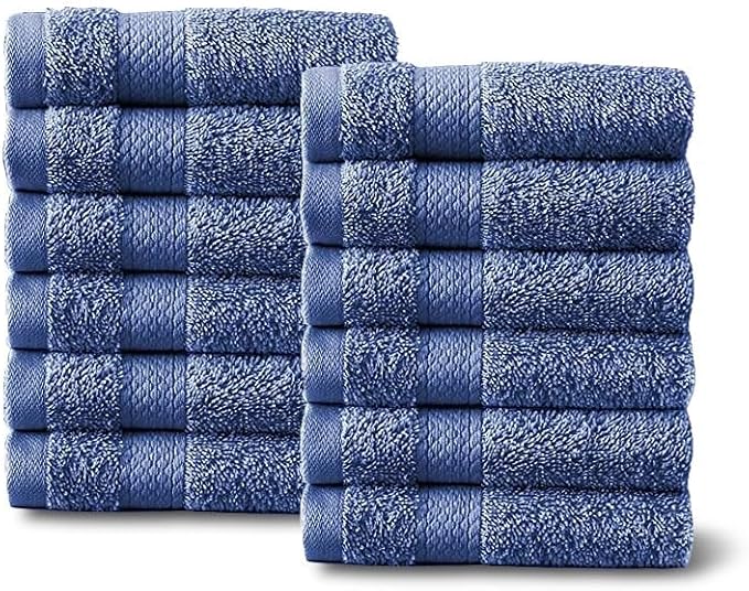Molten Creek® Face Cloths Towels Set, 100% Egyptian Cotton, Highly Absorbent, Quick Dry, Super Soft & Fluffy, Easy to Care, Lightweight, 30 x 30cm, Pack of 12