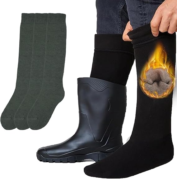 Molten Creek® Men & Women Thermal Welly Socks, Wellington Boot Socks Adult, Breathable & Comfortable, Soft Touch, Winter Long Calf Socks, 3 Pairs