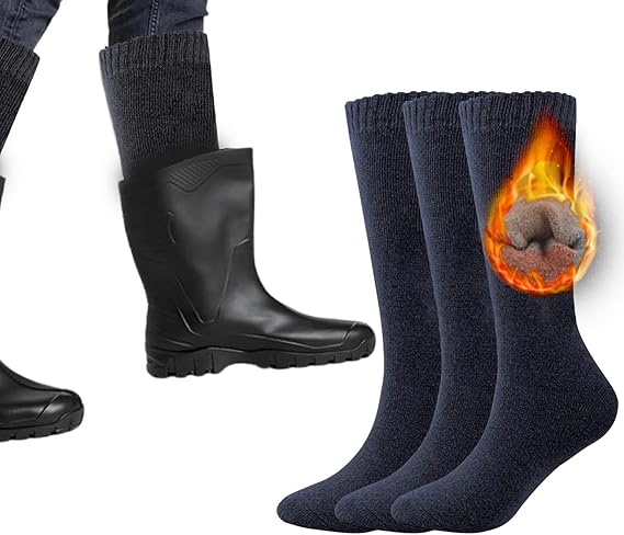 Molten Creek® Men & Women Thermal Welly Socks, Wellington Boot Socks Adult, Breathable & Comfortable, Soft Touch, Winter Long Calf Socks, 3 Pairs