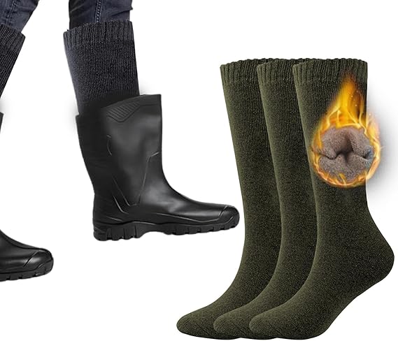 Molten Creek® Men & Women Thermal Welly Socks, Wellington Boot Socks Adult, Breathable & Comfortable, Soft Touch, Winter Long Calf Socks, 3 Pairs