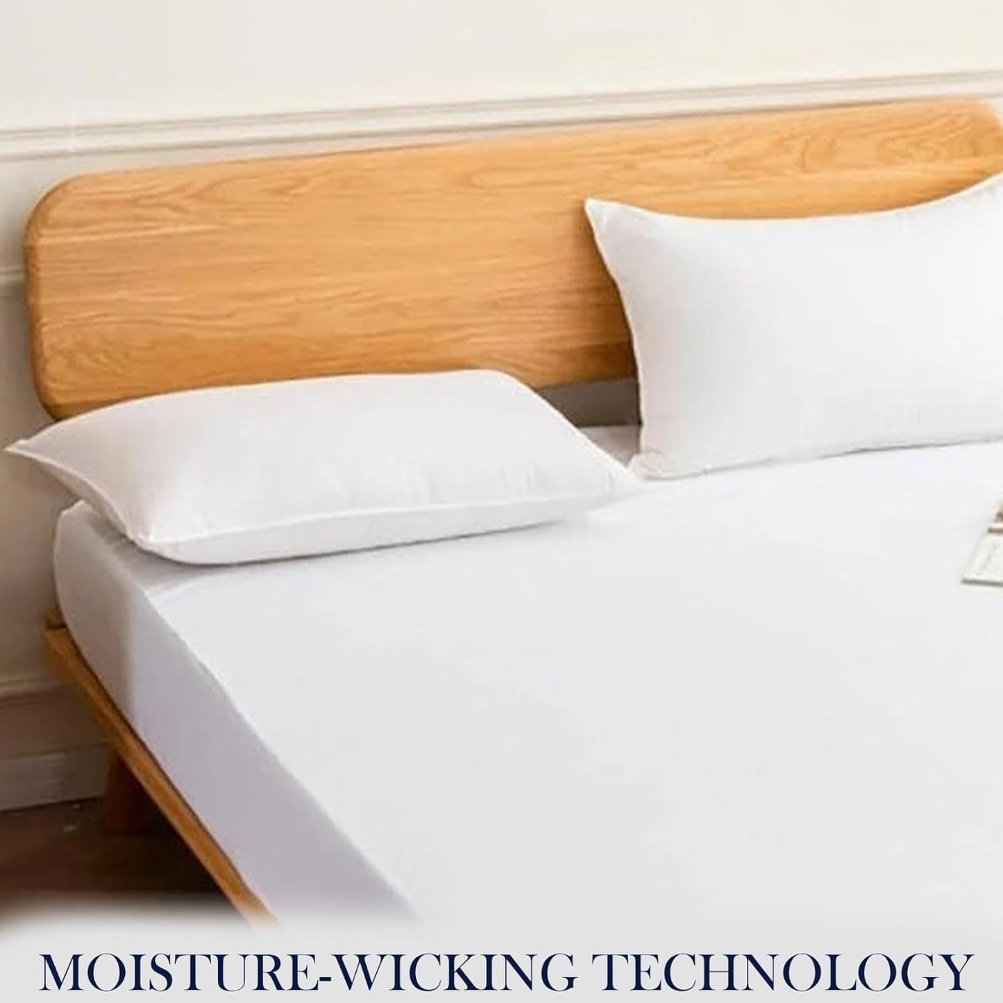 Molten Creek® Terry Waterproof Mattress Protector, Easy to Fit Up to 40cm, Breathable Fabric, Noiseless, 360° Elastic Band, Moisture-Wicking, White Molten Creek