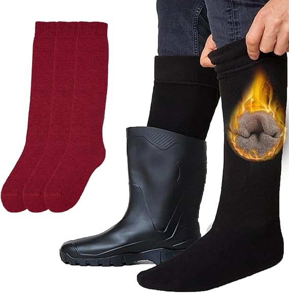 Molten Creek® Men & Women Thermal Welly Socks, Wellington Boot Socks Adult, Breathable & Comfortable, Soft Touch, Winter Long Calf Socks, 3 Pairs