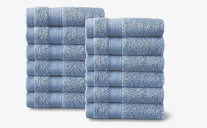 Molten Creek® Face Cloths Towels Set, 100% Egyptian Cotton, Highly Absorbent, Quick Dry, Super Soft & Fluffy, Easy to Care, Lightweight, 30 x 30cm, Pack of 12