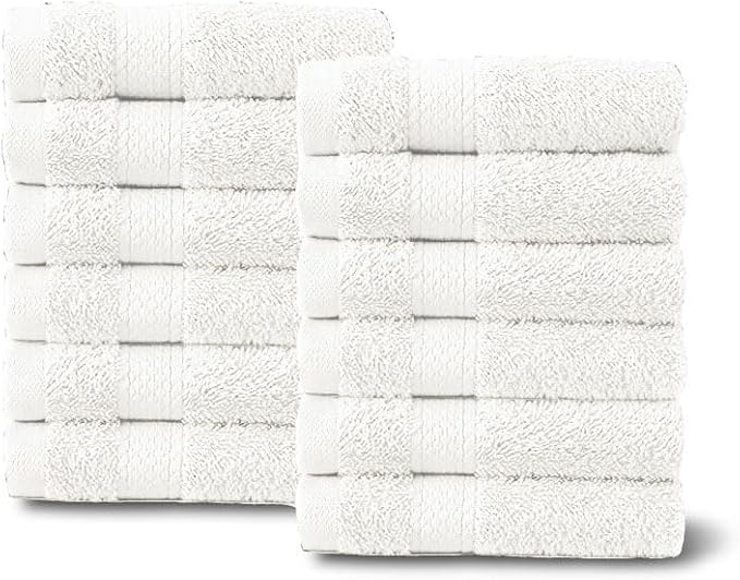 Molten Creek® Face Cloths Towels Set, 100% Egyptian Cotton, Highly Absorbent, Quick Dry, Super Soft & Fluffy, Easy to Care, Lightweight, 30 x 30cm, Pack of 12 Molten Creek
