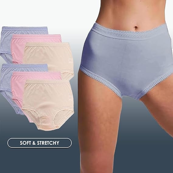 Set of women's underwear in various colors with a close-up of a light blue pair.