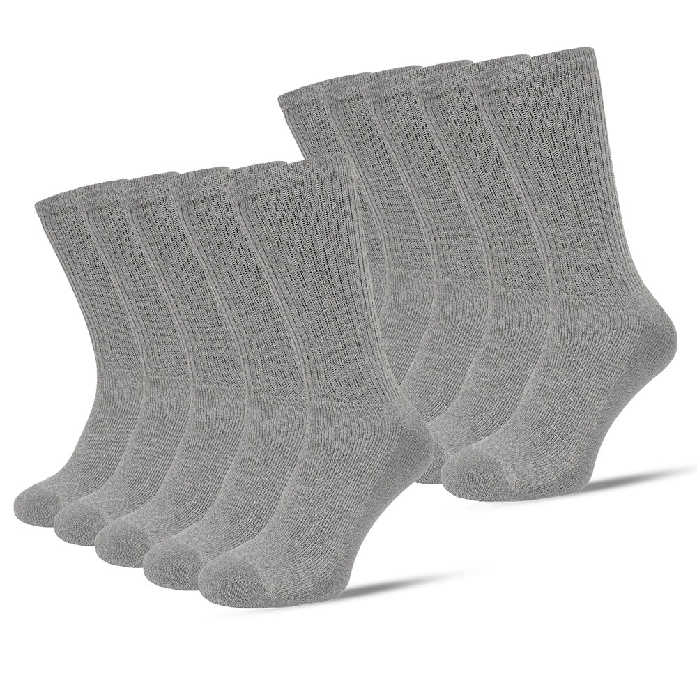 Molten Creek® 10 Pairs Men’s Crew Sports Socks, Classic Rich Cotton, Cushioned Sole, Comfort Top, Training, Walking, Hiking, Athletic Socks, Size 6-11 Molten Creek