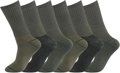 Molten Creek® Men Combat Green Socks, Military Boot Thermal Socks, Comfortable and Lightweight, Casual & Workwear, Outdoor Socks, Regular, Loose Top, Adults, Pack of 6 Molten Creek