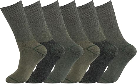 Molten Creek® Men Combat Green Socks, Military Boot Thermal Socks, Comfortable and Lightweight, Casual & Workwear, Outdoor Socks, Regular, Loose Top, Adults, Pack of 6 Molten Creek