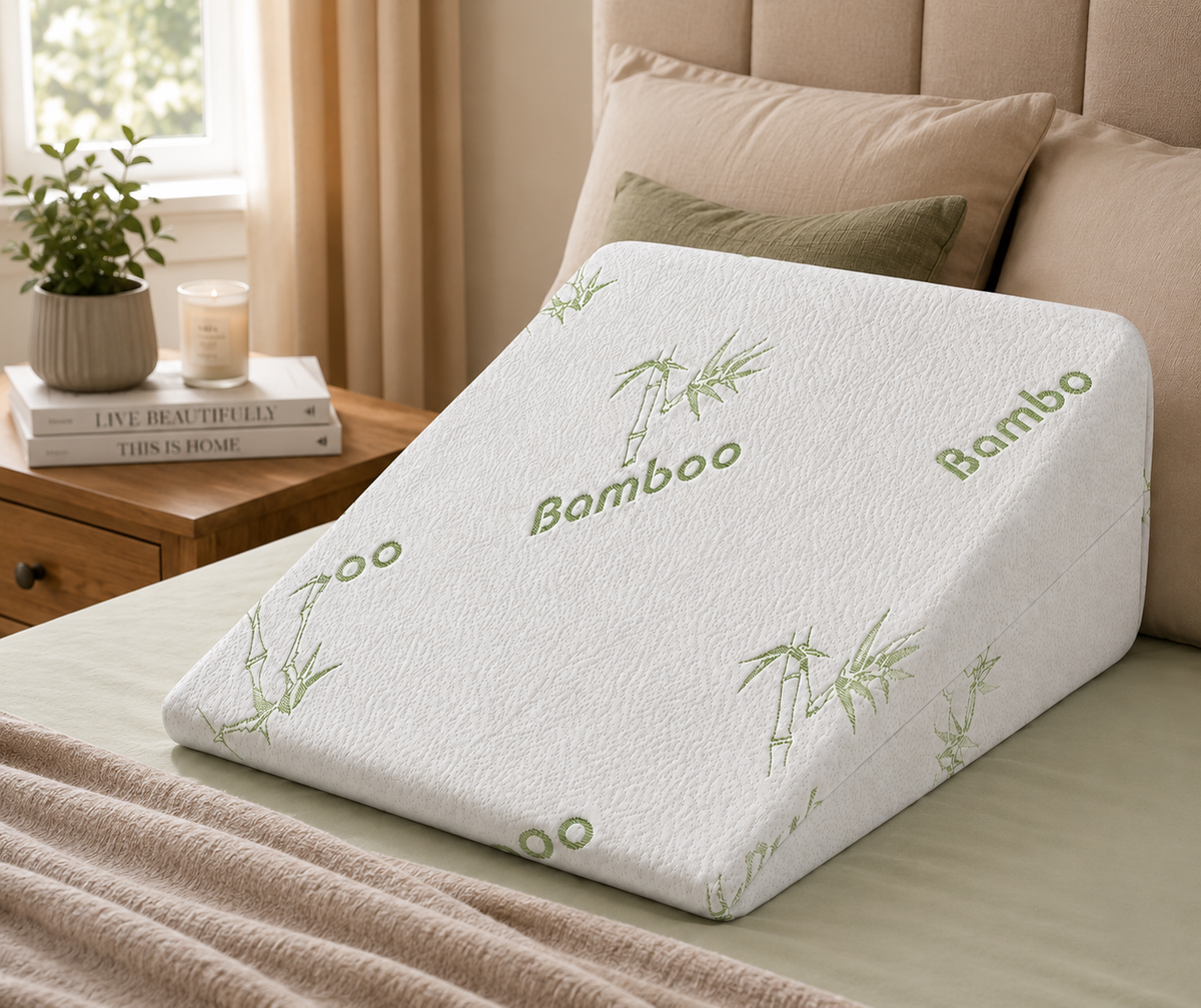 Molten Creek® Bamboo Bed Wedge Pillow – Memory Foam Support Cushion