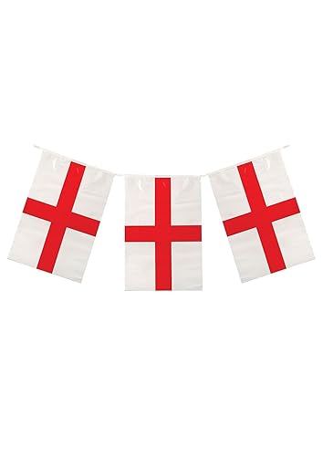 Molten Creek® England St Geroge's Cross Bunting Flag, Double Sided, Foldable, For World Cup, Football Championship, Street Parties, Decoration, 10m with 20 Flags