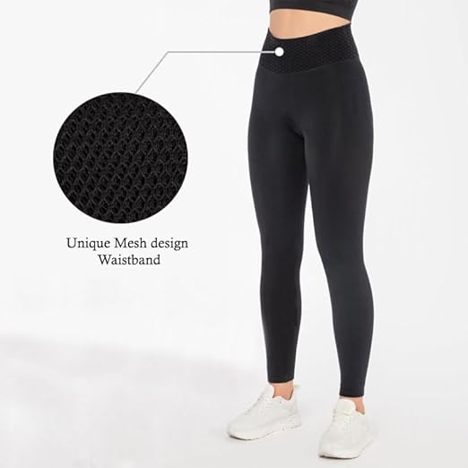 Molten Creek® 2 in 1 Leggings & Tights for Women- Soft Mesh High Waisted Tummy Control Black Leggings Seamless Sports Workout Gym Running Yoga Pants Molten Creek