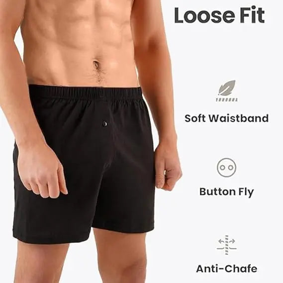 Molten Creek® 6 Pack Mens Plain Boxers Shorts Loose Fit, Durability And Longevity, Underwear Cotton Rich Button Fly Trunks Hipster Pants My Store