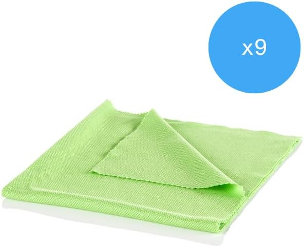 Minky M Cloth Glass and Window Pack of 9, Microfibre Anti-Bacterial Cleaning Cloth, Multifunctional & Reusable, Super Soft & Powerful High Density Microfibres Molten Creek