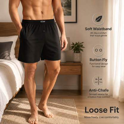 Molten Creek® Men's Plain Boxer Shorts – Cotton Blend Loose Fit Underwear, 6 Pack