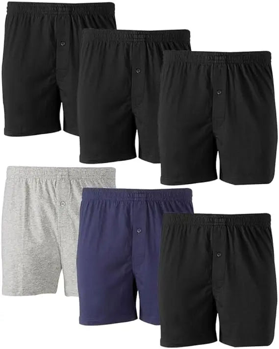 Molten Creek® 6 Pack Mens Plain Boxers Shorts Loose Fit, Durability And Longevity, Underwear Cotton Rich Button Fly Trunks Hipster Pants My Store