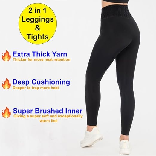 Molten Creek® 2 in 1 Leggings & Tights for Women- Soft Mesh High Waisted Tummy Control Black Leggings Seamless Sports Workout Gym Running Yoga Pants Molten Creek